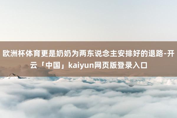 欧洲杯体育更是奶奶为两东说念主安排好的退路-开云「中国」kaiyun网页版登录入口