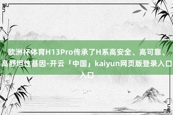 欧洲杯体育H13Pro传承了H系高安全、高可靠、高舒坦性基因-开云「中国」kaiyun网页版登录入口