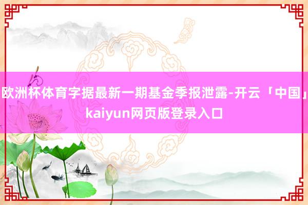 欧洲杯体育字据最新一期基金季报泄露-开云「中国」kaiyun网页版登录入口