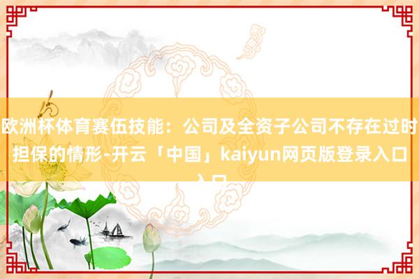 欧洲杯体育赛伍技能：公司及全资子公司不存在过时担保的情形-开云「中国」kaiyun网页版登录入口