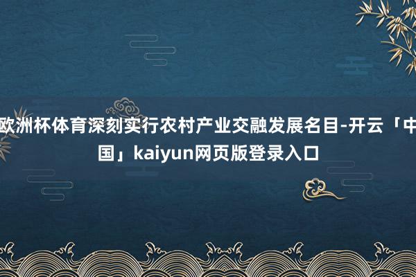 欧洲杯体育深刻实行农村产业交融发展名目-开云「中国」kaiyun网页版登录入口