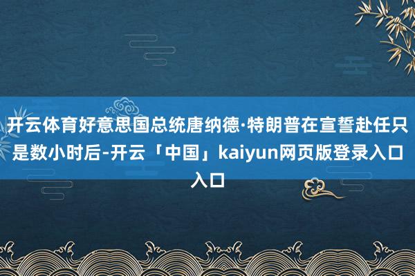 开云体育好意思国总统唐纳德·特朗普在宣誓赴任只是数小时后-开云「中国」kaiyun网页版登录入口