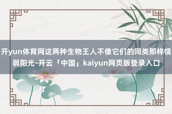 开yun体育网这两种生物王人不像它们的同类那样懦弱阳光-开云「中国」kaiyun网页版登录入口