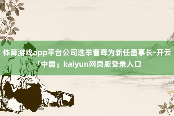 体育游戏app平台公司选举曹晖为新任董事长-开云「中国」kaiyun网页版登录入口