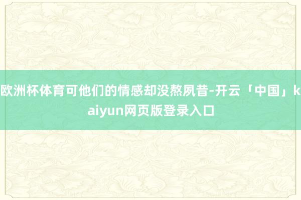 欧洲杯体育可他们的情感却没熬夙昔-开云「中国」kaiyun网页版登录入口