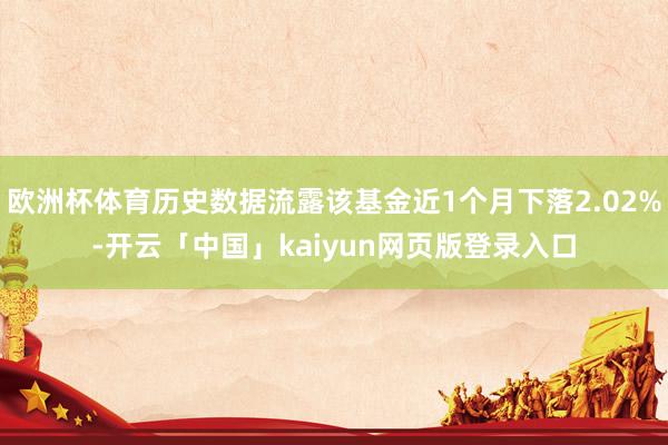 欧洲杯体育历史数据流露该基金近1个月下落2.02%-开云「中国」kaiyun网页版登录入口