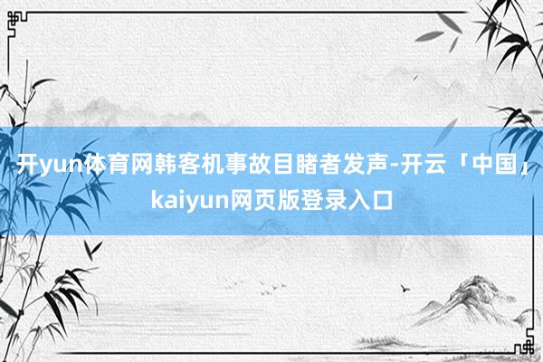开yun体育网韩客机事故目睹者发声-开云「中国」kaiyun网页版登录入口