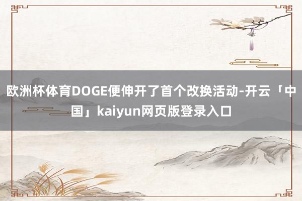 欧洲杯体育DOGE便伸开了首个改换活动-开云「中国」kaiyun网页版登录入口